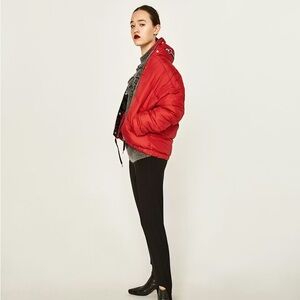 Zara Bold Red Puffer Jacket